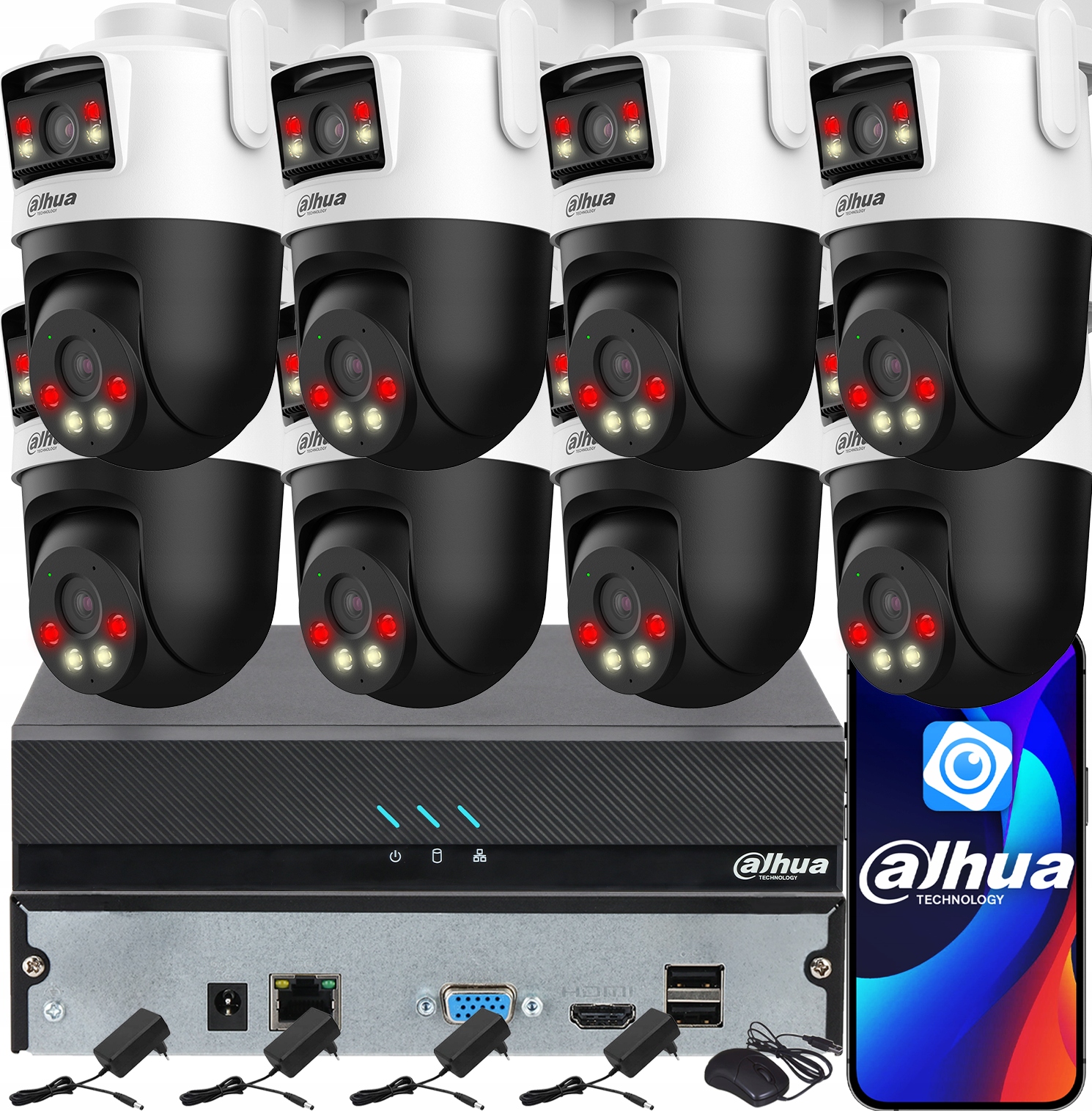 Monitorovací sada Dahua pro 8 kamer WiFi 5MPx P5D-5F-PV Dual Light Audio