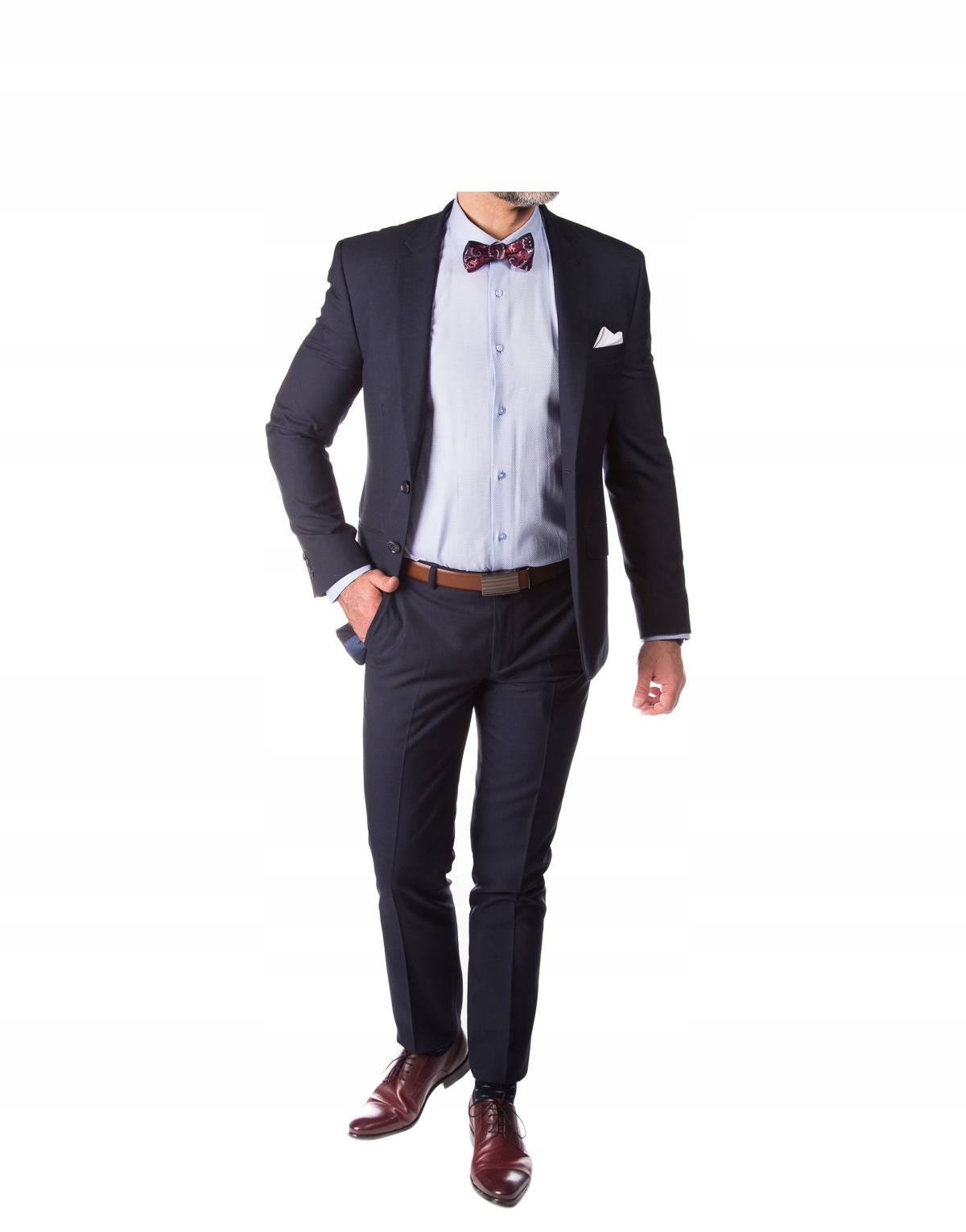 Pánský jednořadý oblek tmavě modrý hladký Slim 182/100/86