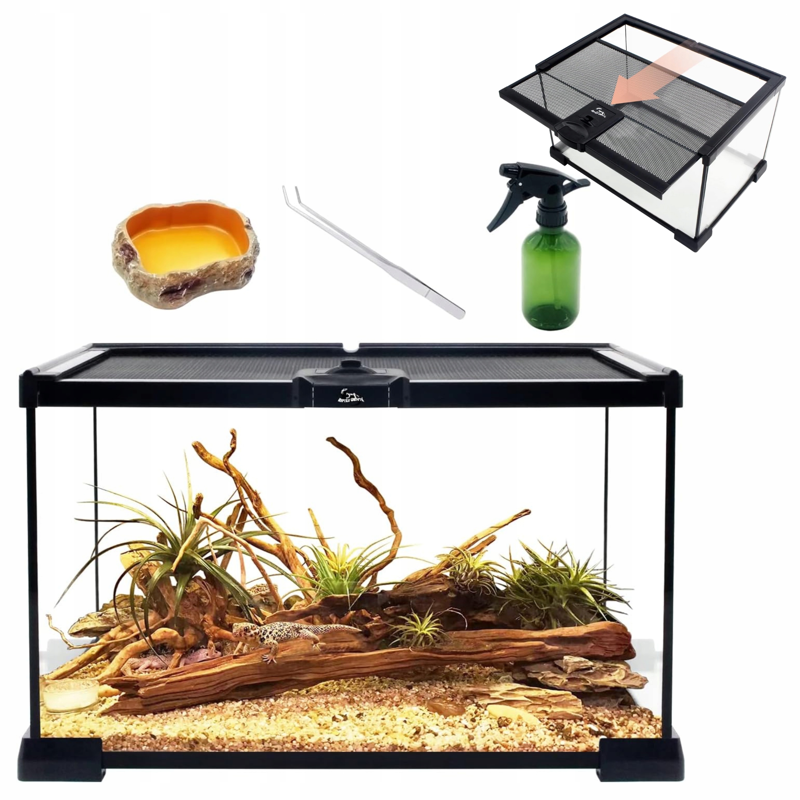 Terrarium Gady Płazy Zestaw Narzędzi Pęseta Spryskiwacz Trwałe Szklane rP