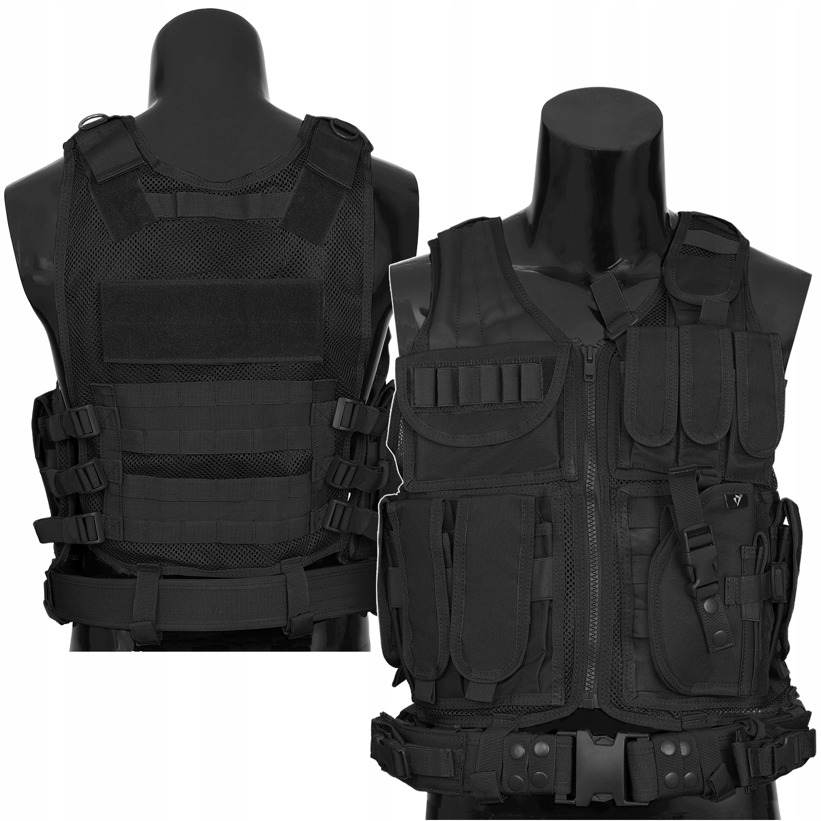 Kamizelka Taktyczna Wojskowa Z Ładownicami Dominator Huzar Ochrona Czarna