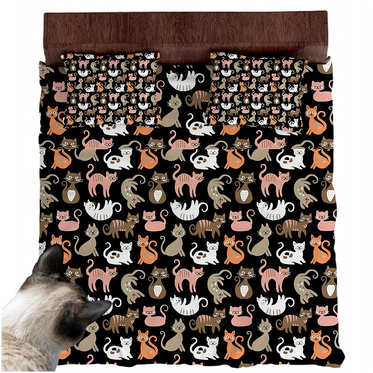 Kocia Pościel Bawełniana Dla Miłośników Kotów 100% Bawełna Wzór W Kotki