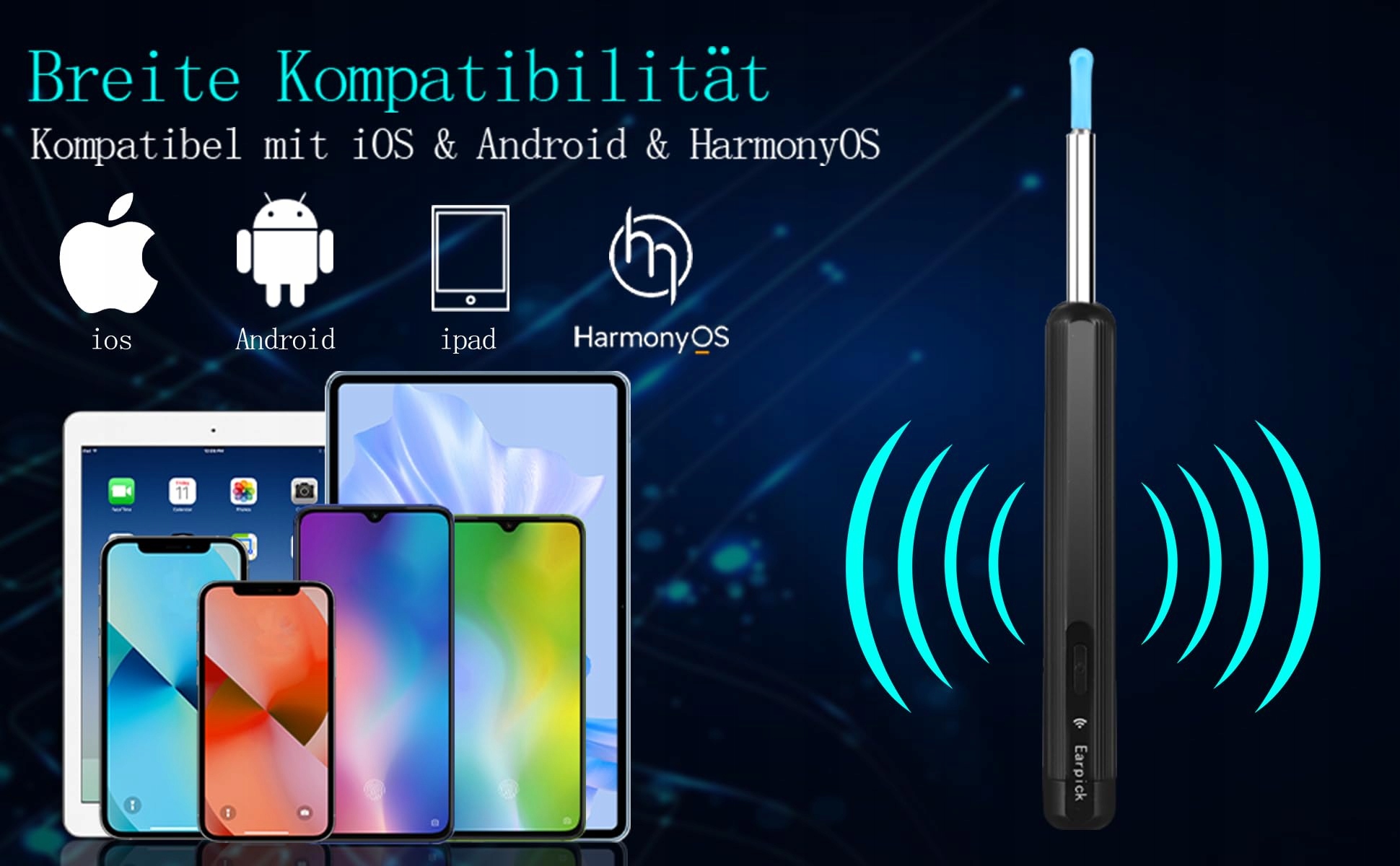 LEBEXY Kamera Do Czyszczenia Uszu 1920P Wifi Z 6 LED Android iOS Harmony OS — miniatura 5