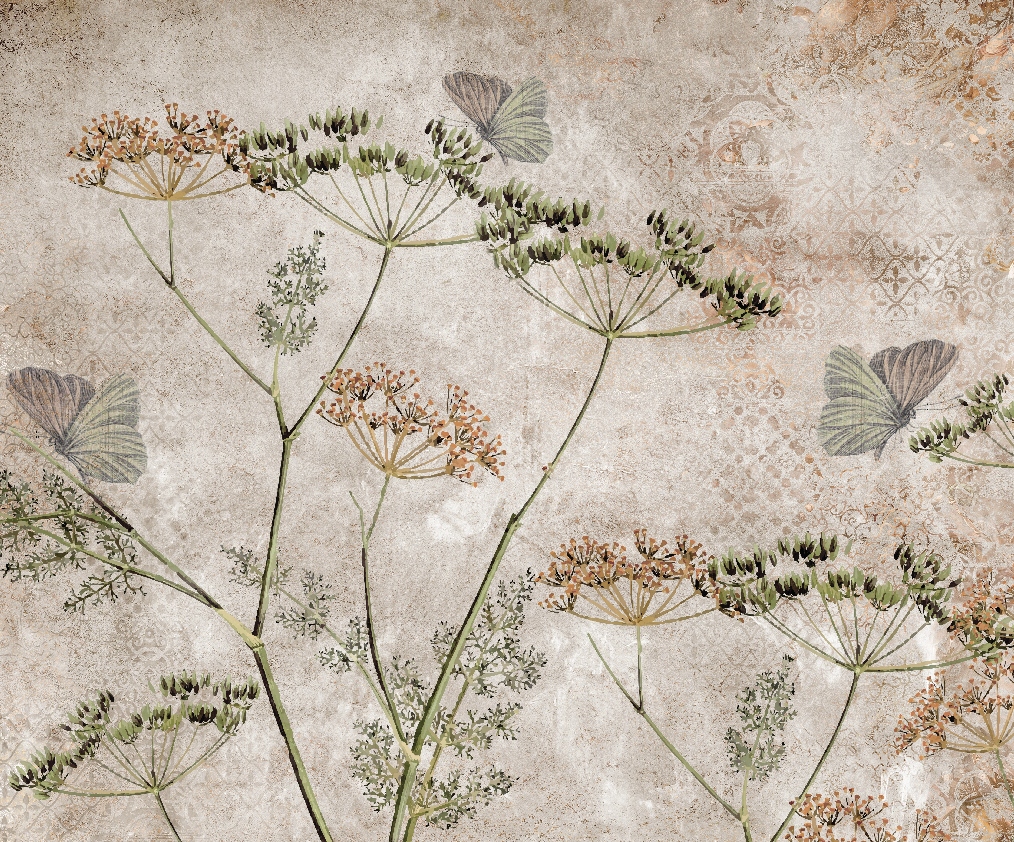 Fototapeta Tráva a motýli Retro 300 x 250 cm struktura 350 g