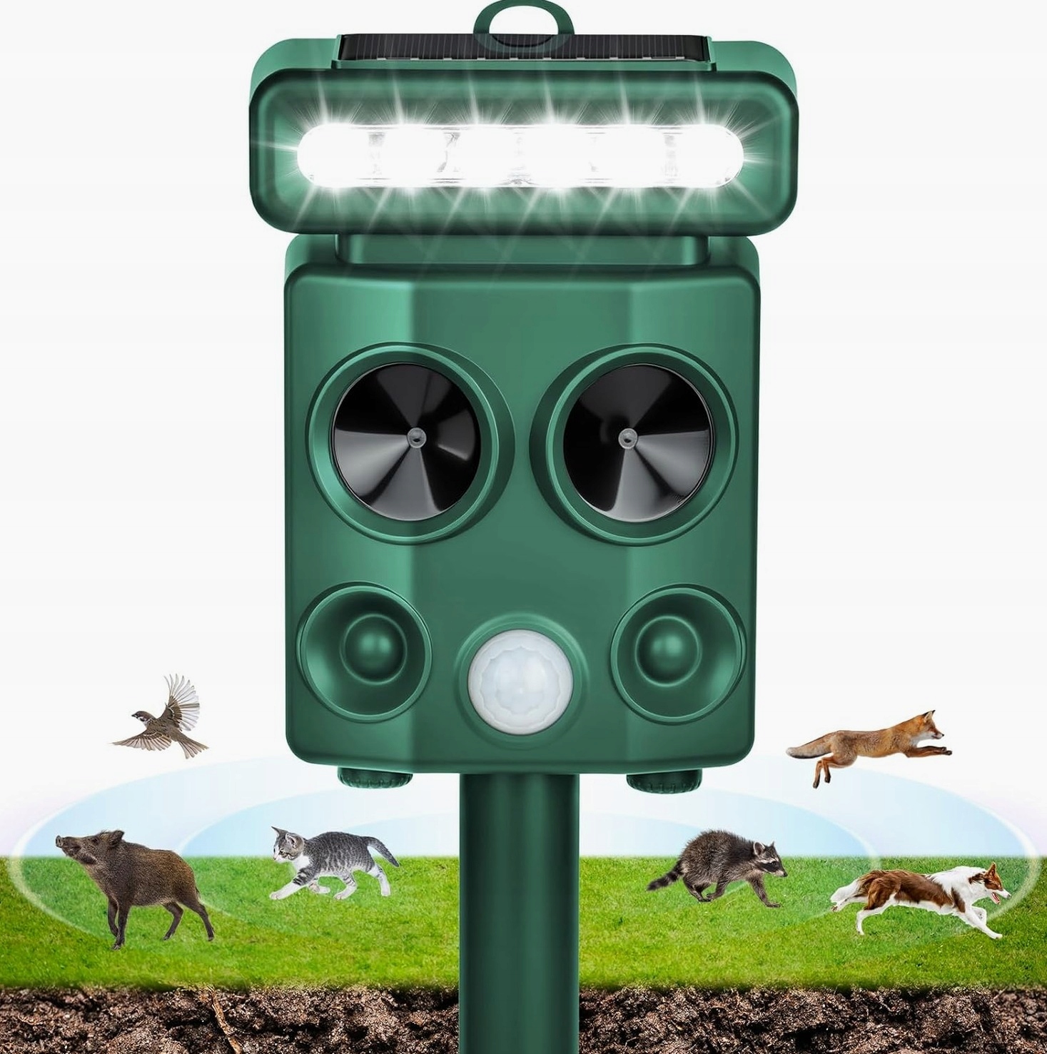 Odpuzovač Zvířat Ultrazvukový Solný Senzor Pohybu Lampa G331