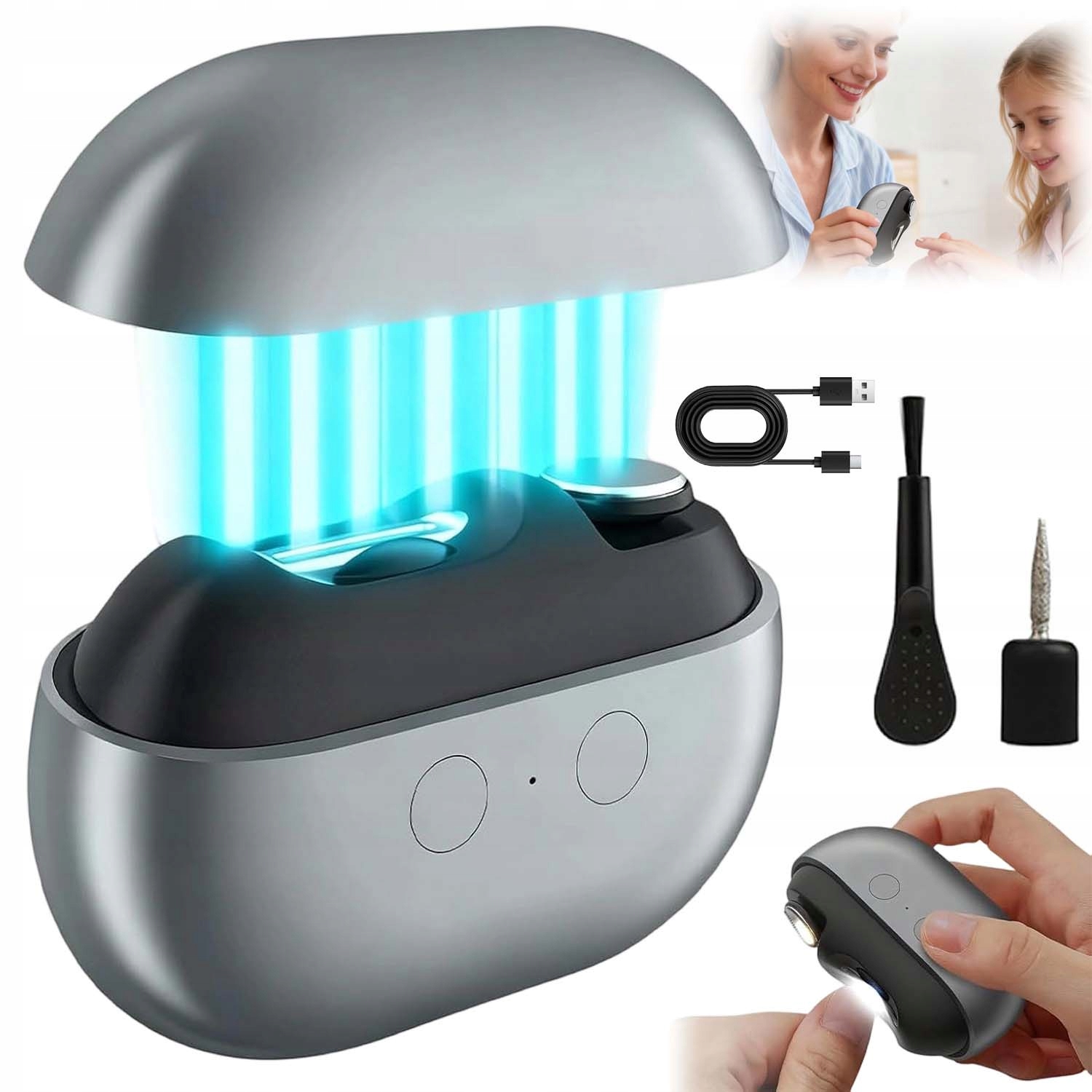 Elektrický Automatický Kleštičky Na Nehty Usb 500MAH S Led Světlem