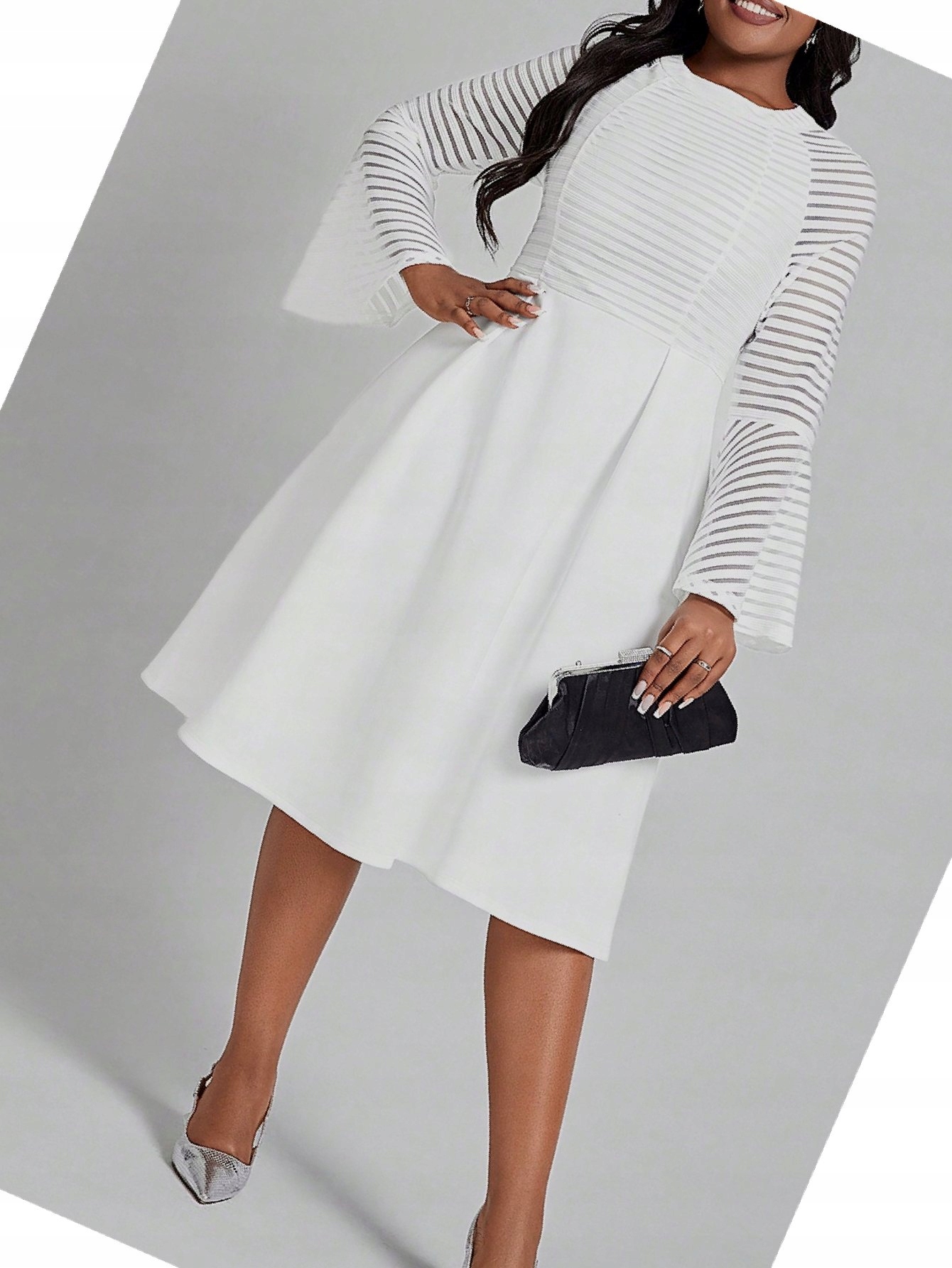 Šaty Večerní s rozevřenými rukávy Midi Texturovaná XL