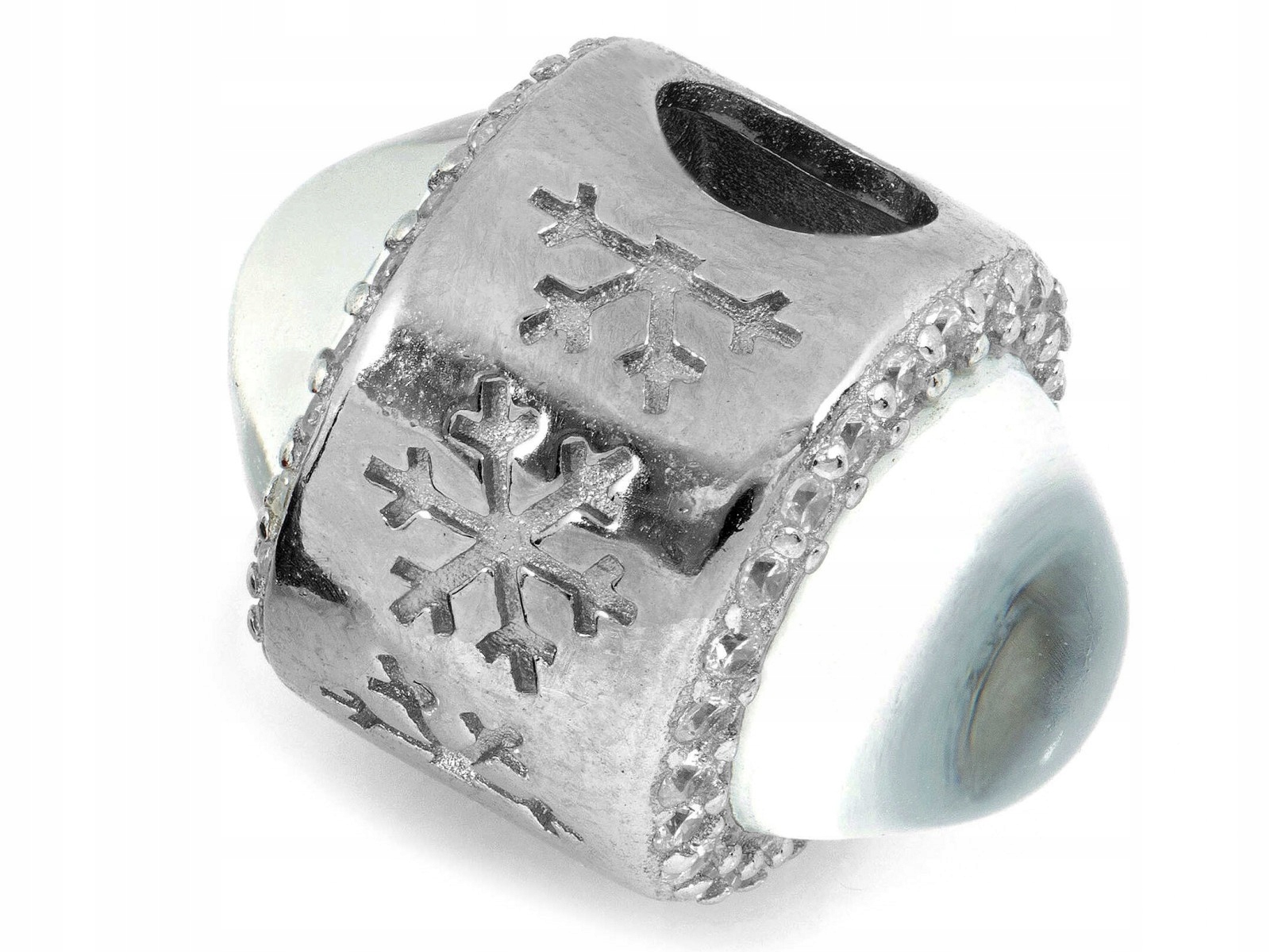 Stříbrný 925 přívěsek Charms beads se sněhovými vločkami, váha 2.91 g pro náramky