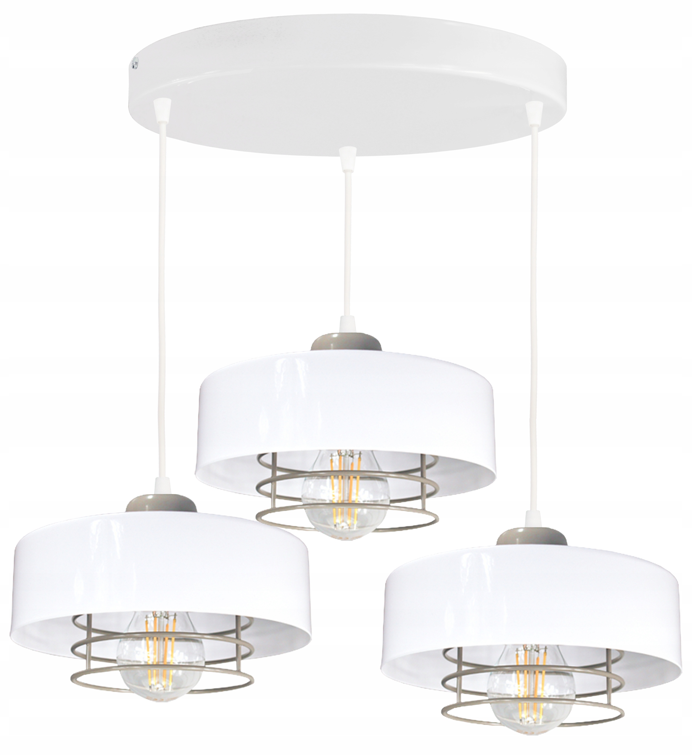 Żyrandol Lampa Sufitowa Loft Biała Szara Wisząca