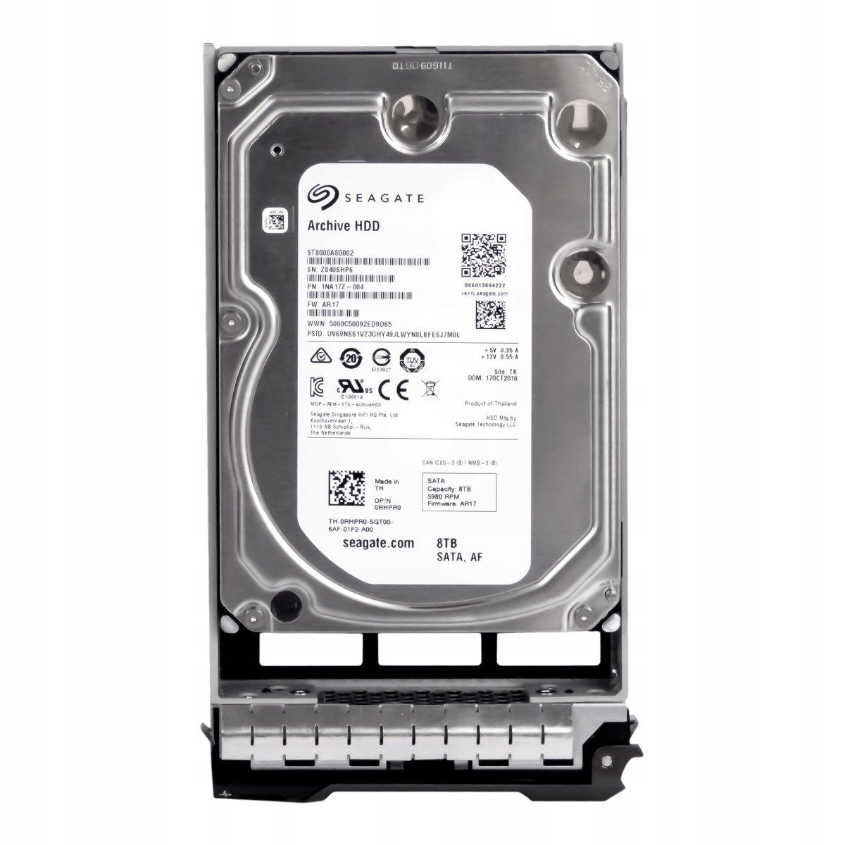Dell 0RHPR0 8TB 5.9K 128MB Sata III 3.5'' ST8000AS0002