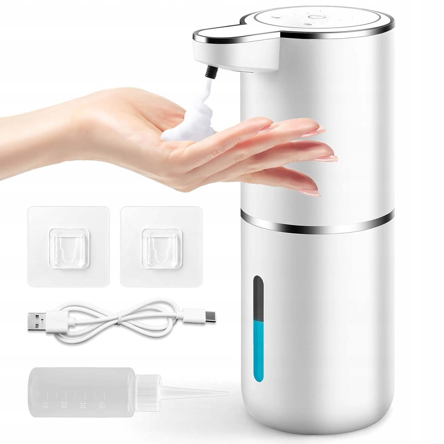 Stylový Bezdotykový Dávkovač Na Tekuté Mýdlo 380 ml Automatický Velký Bílý