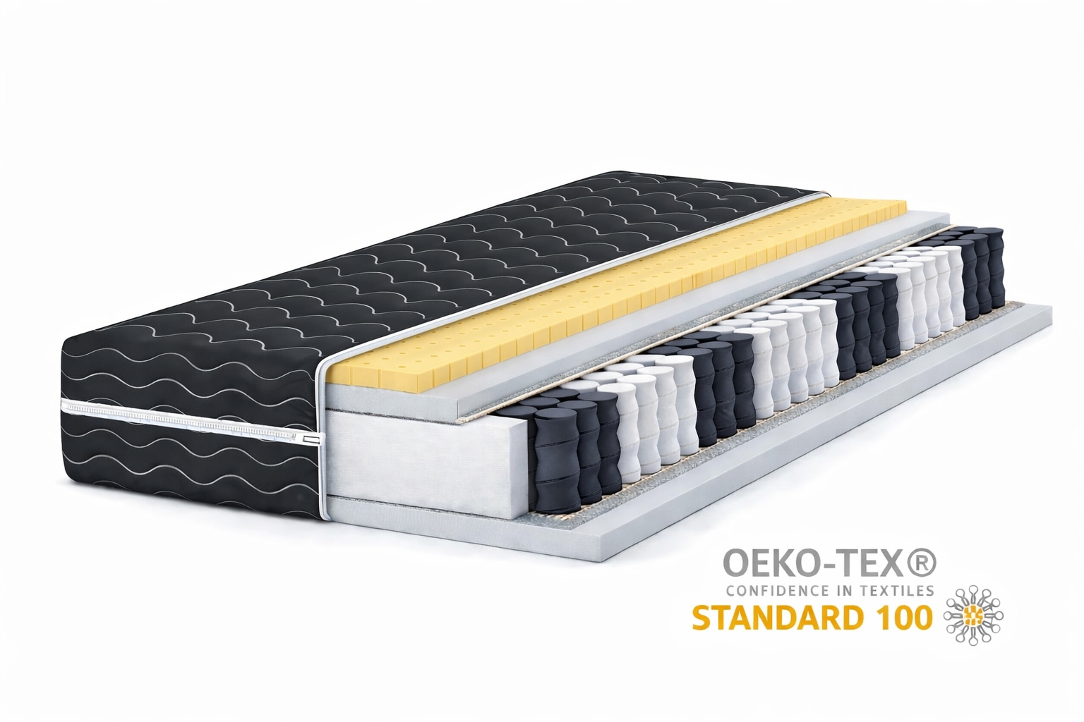 Taštičková matrace Latex 70x170 Černá kapsa 20 cm pružinová latexová
