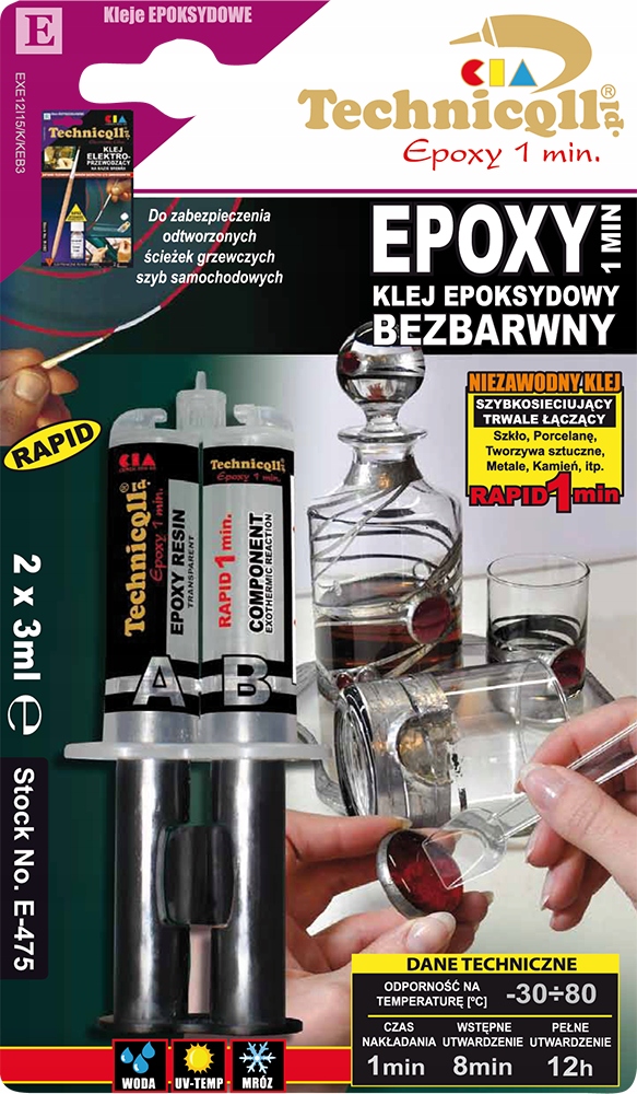 KLEJ EPOKSYDOWY BEZBARWNY 1 MIN. 2X3ML TECHNICQLL