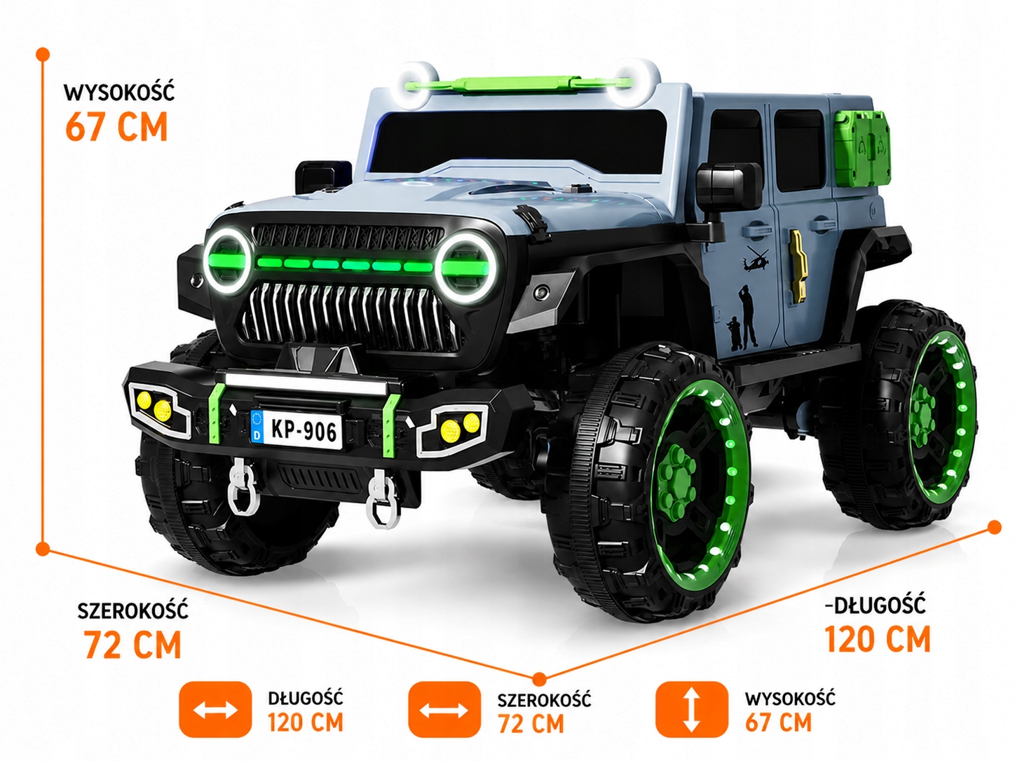 elektrinis Automobilismobilis vaikams Jeep 4X4 vaikams EVA nuotolinio valdymo pultas LED MP3 Duże Koła 4x100 W elektrinis automobilis vaikams