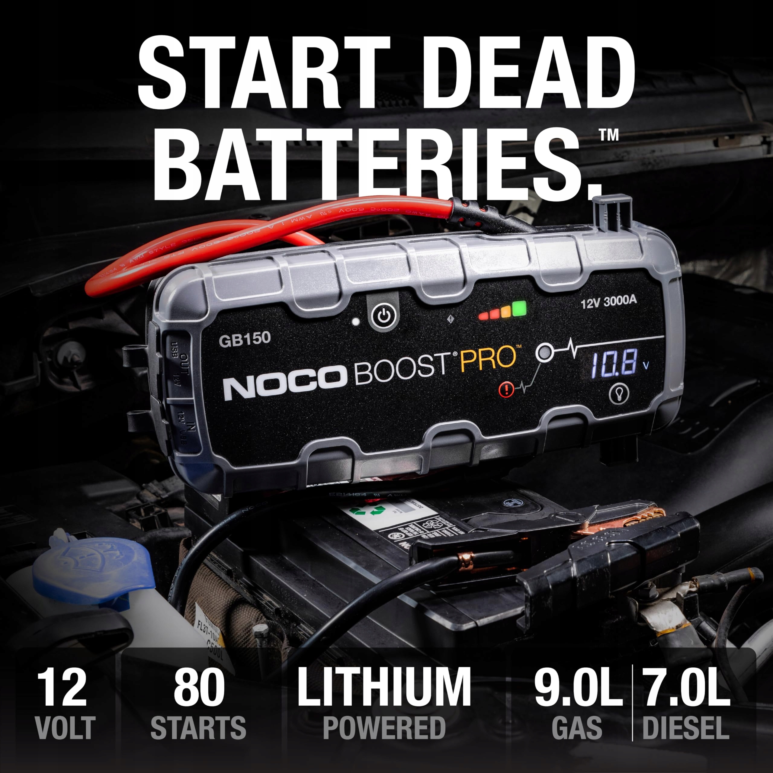NOCO Boost GB150 3000A Powerbank Rozruchowa 12V 9L Benz. 7L Diesel — miniatura 2
