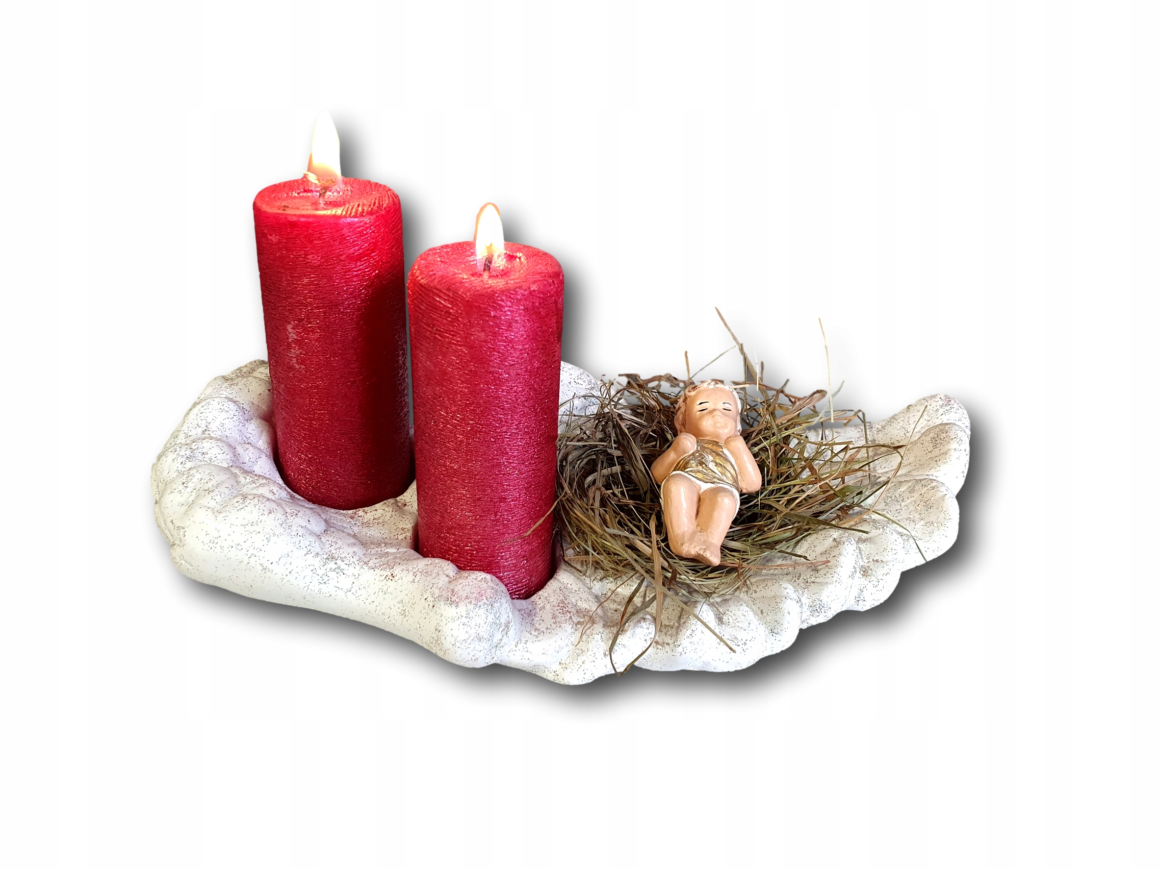 

Stroik świąteczny święta Jezus na sianie świeczki