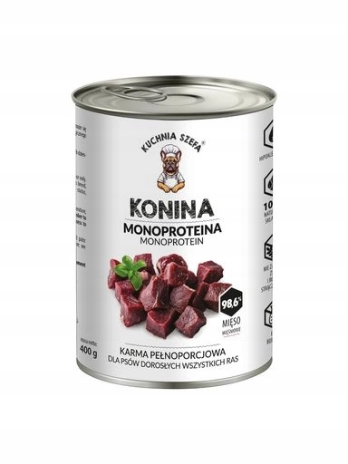 4x Kuchyně šéfkuchaře Monoproteinové Krmivo mokré pro psa Konina 400g