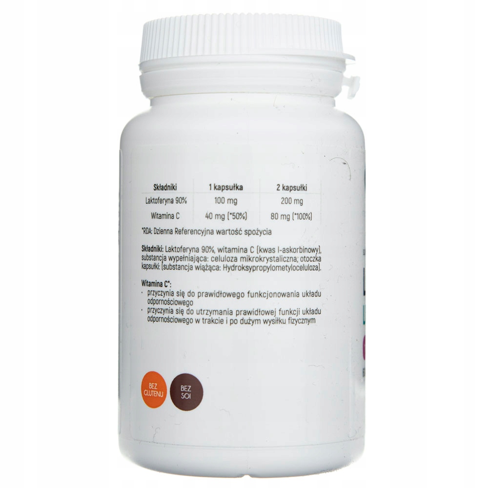 ALINESS Lactoferrin LFS 90% 100mg 60 kapsułek Odporność Żelazo Cynk — 4