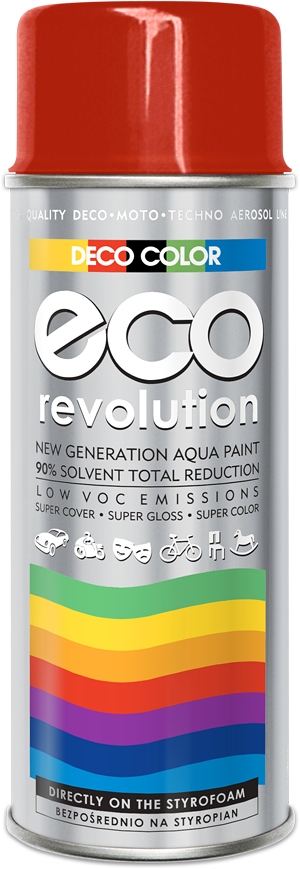 Farba lakier spray Eco Revolution Czerwony RAL3020 połysk Eko