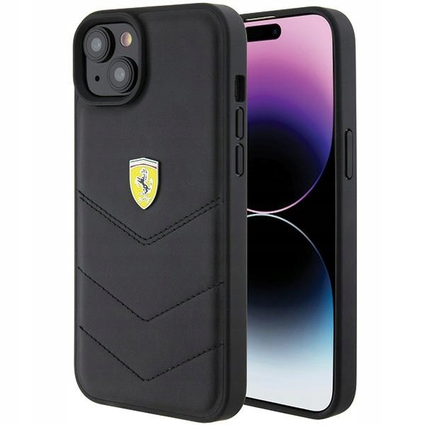 Etui Ferrari Quilted Metal Logo do iPhone 15 Plus 14 Plus czarne