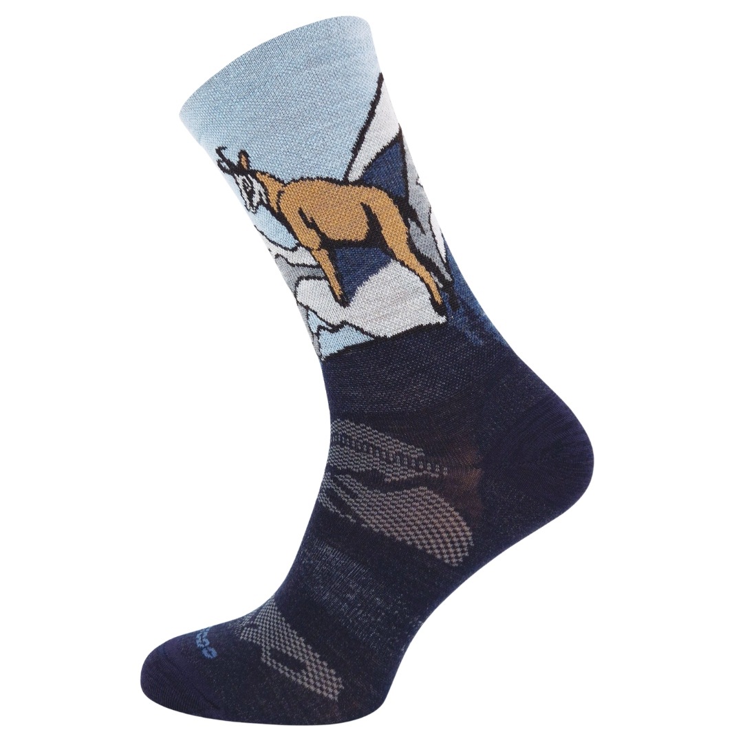 Letnie skarpetki trekkingowe 67% Merino, Kozica, 43-46 granatowe