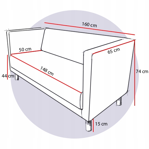 Sofa kanapa KUBA eko skóra skaj 160 cm do biura poczekalni Kolekcja KOMPLET KUBA - 160 CM