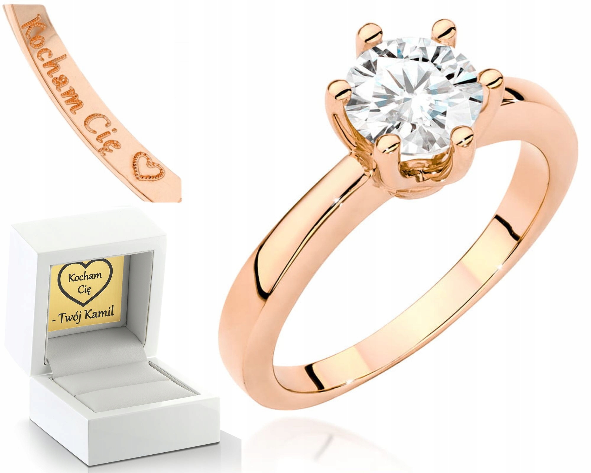 Růžové Zlato Prstýnek S Briliantem 585 Gravírování Bonus