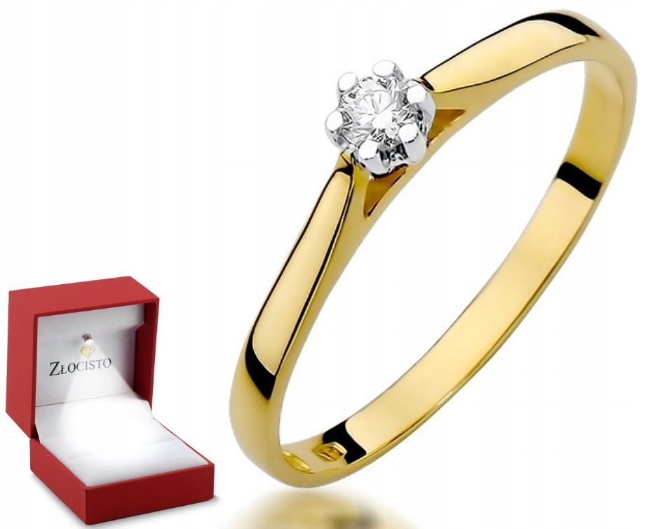 Zlatý Prstýnek Briliant 0,09CT 585 Gravírování Bonus