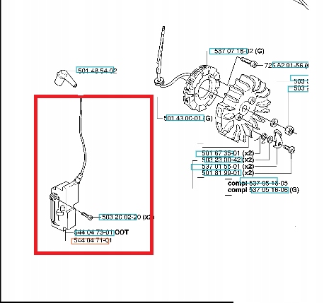 Cewka Moduł zapłonowy pilarki Husqvarna 362XP SPECIAL/385XP Rodzaj cewka