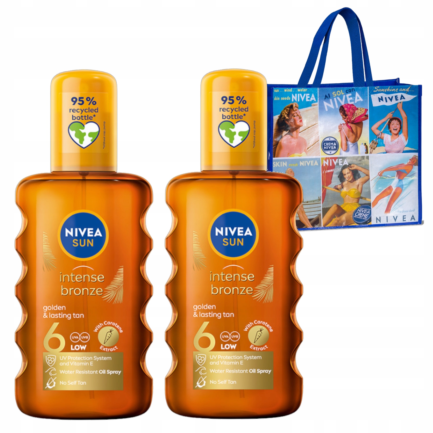 Nivea Sun Karotenový olej na opalování SPF6 ve spreji 200 Ml x2 +dárek
