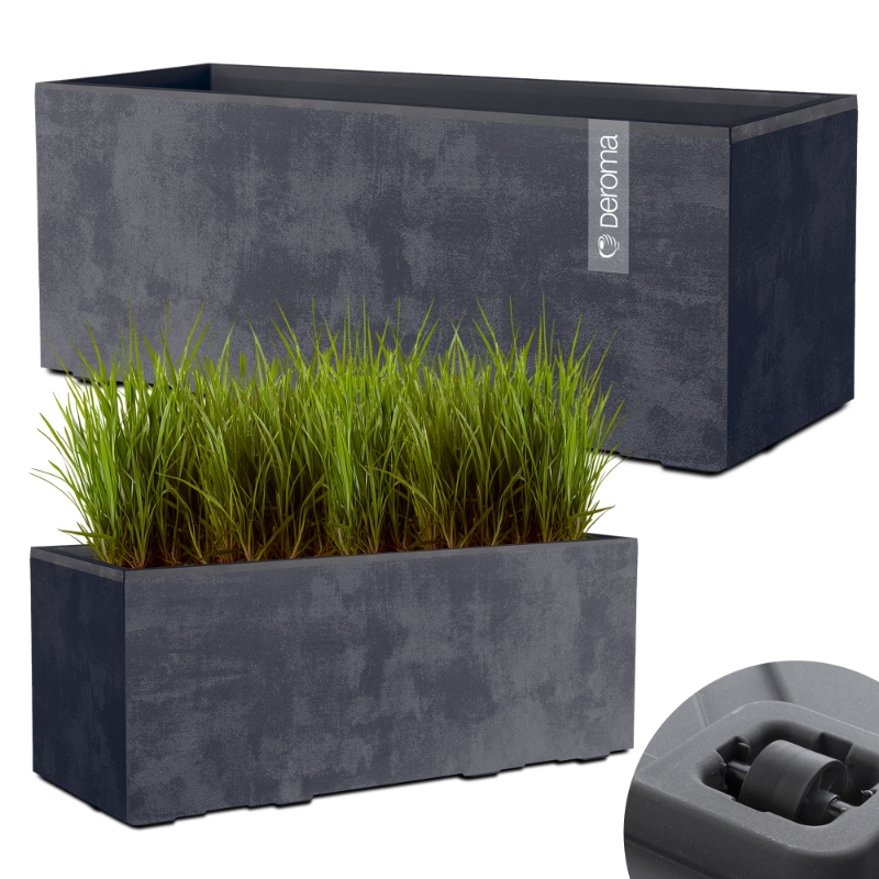 Donica Doniczka Prostokątna Deroma Efekt Betonu 99CM Millennium Antracyt