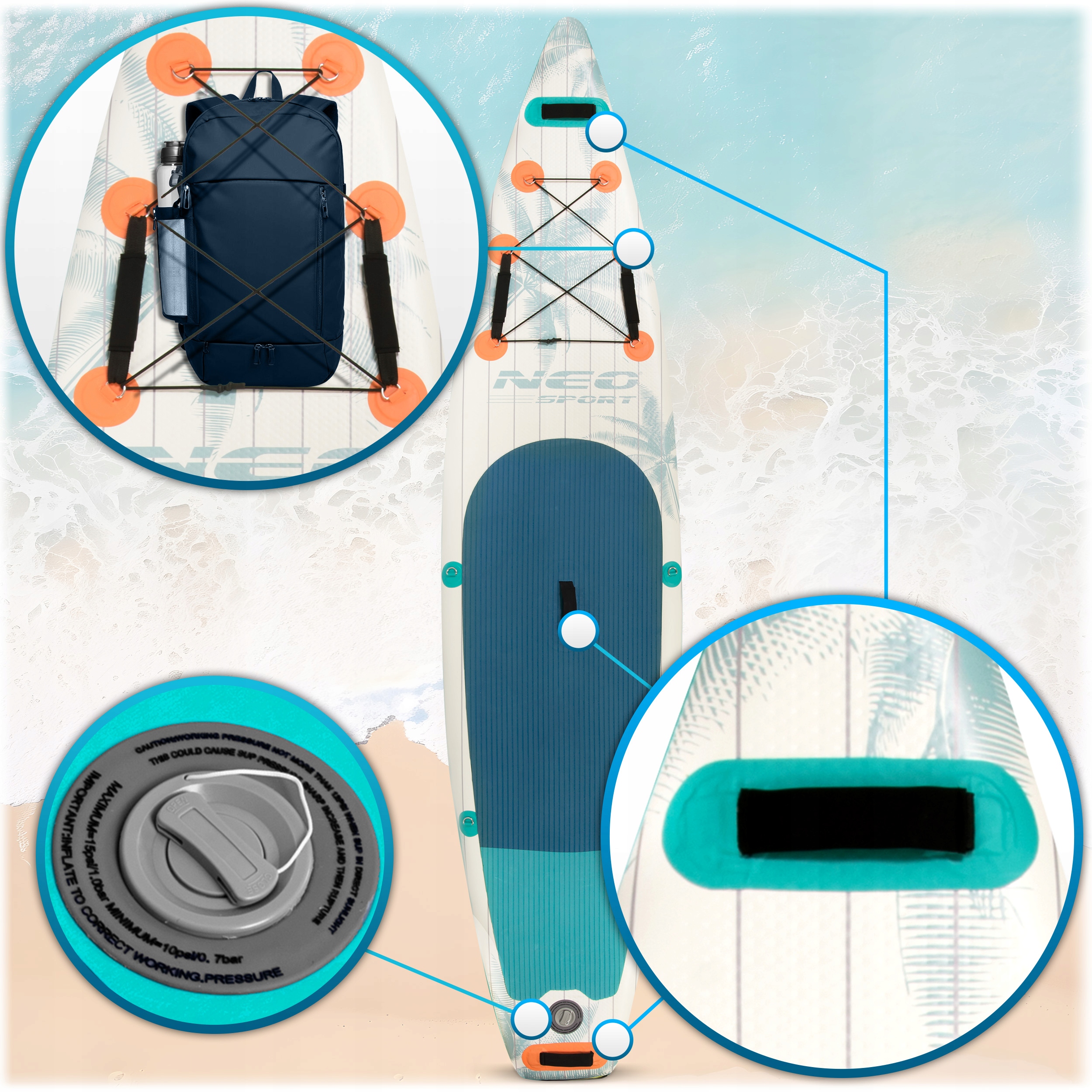 Deska SUP do pływania pompowana Paddle Reefbreak 350cm wiosło pompka 220KG Waga produktu z opakowaniem jednostkowym 15 kg