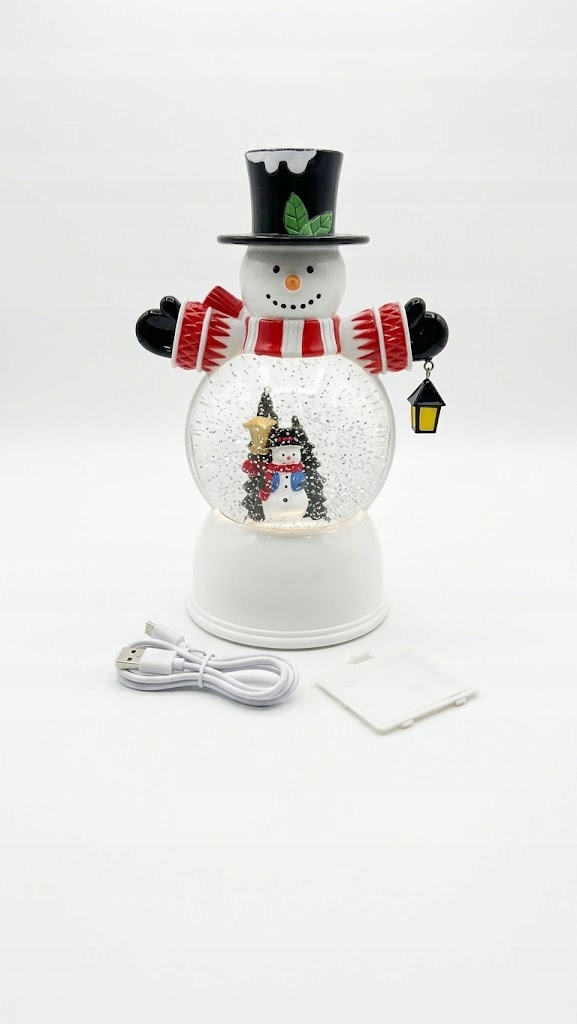 Sněhulák Sněhová Koule Led Lampion 30 CM Vánoční Dekorace Usb Baterie