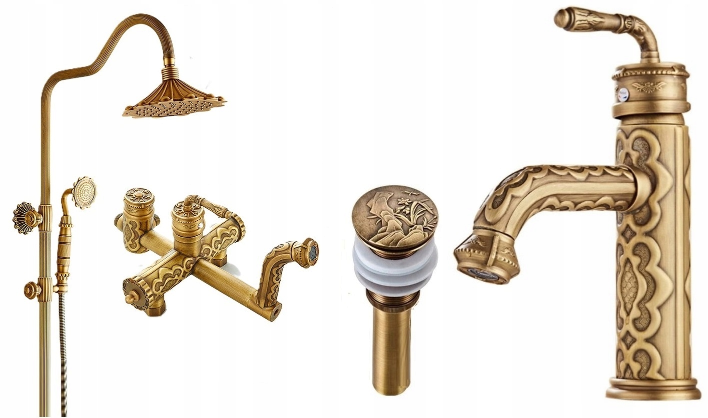 Kúpeľňová sprchová batéria Old Retro Mosadz Master sada