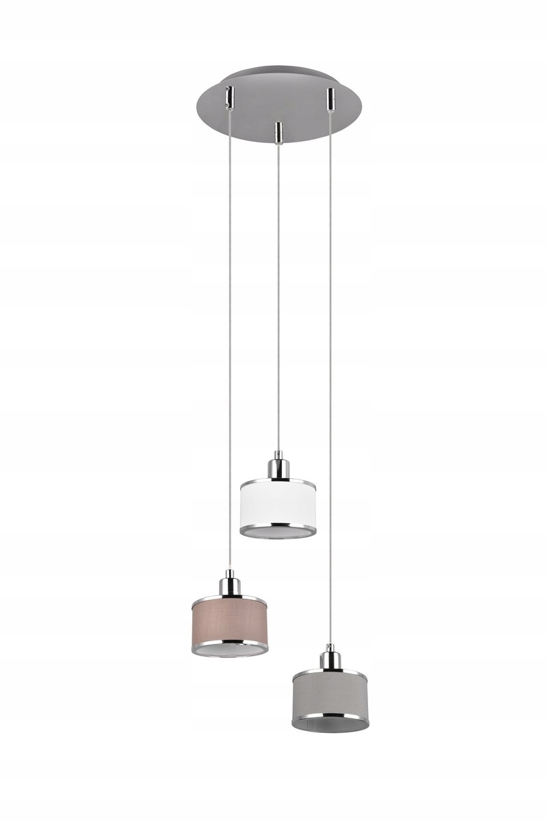 Moderná dekoratívna okrúhla závesná lampa s tienidlami, strieborná, 3 body Trio