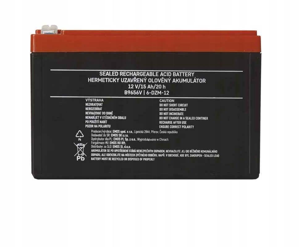 

Akumulator trakcyjny Agm 12V/15Ah F6,3 B9656V Emos