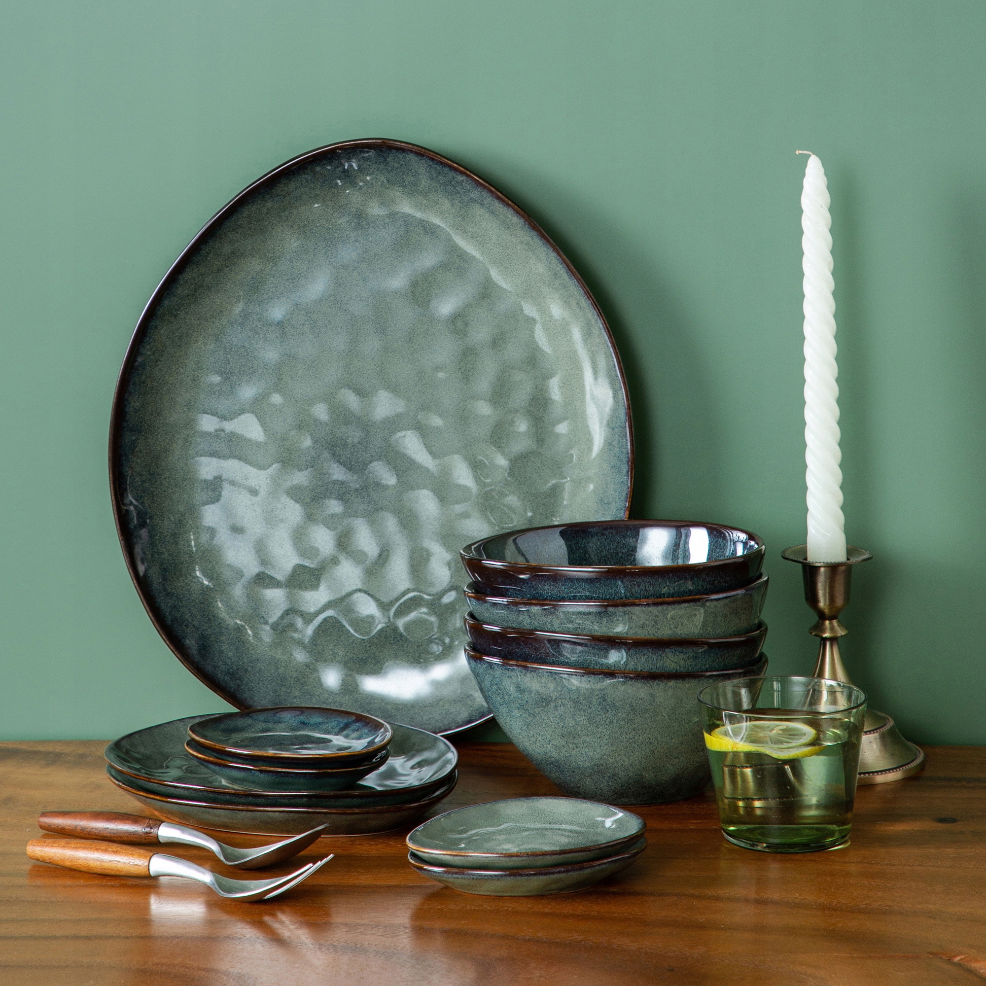 Serwis obiadowy zastawa talerze kamionka prezent