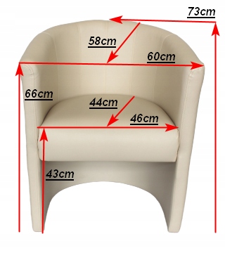 Fotel Klubowy Tomi - Skaj eko-skóra beżowy Szerokość siedziska 46 cm