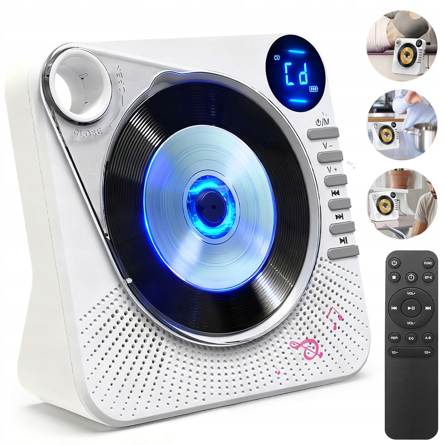 Přenosný CD Přehrávač Aux Usb Bluetooth 5.0 S Programovatelným Časovačem