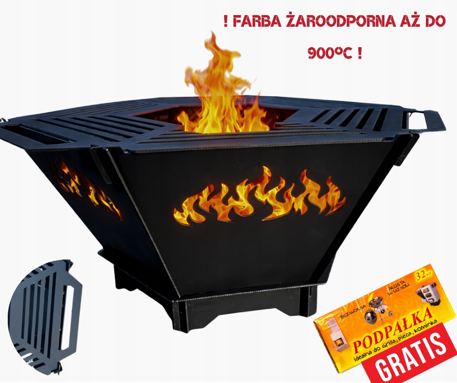 Skládací Zahradní Ohniště Plamen S Úchyty Velké Unikát 80 CM Gril Ocel