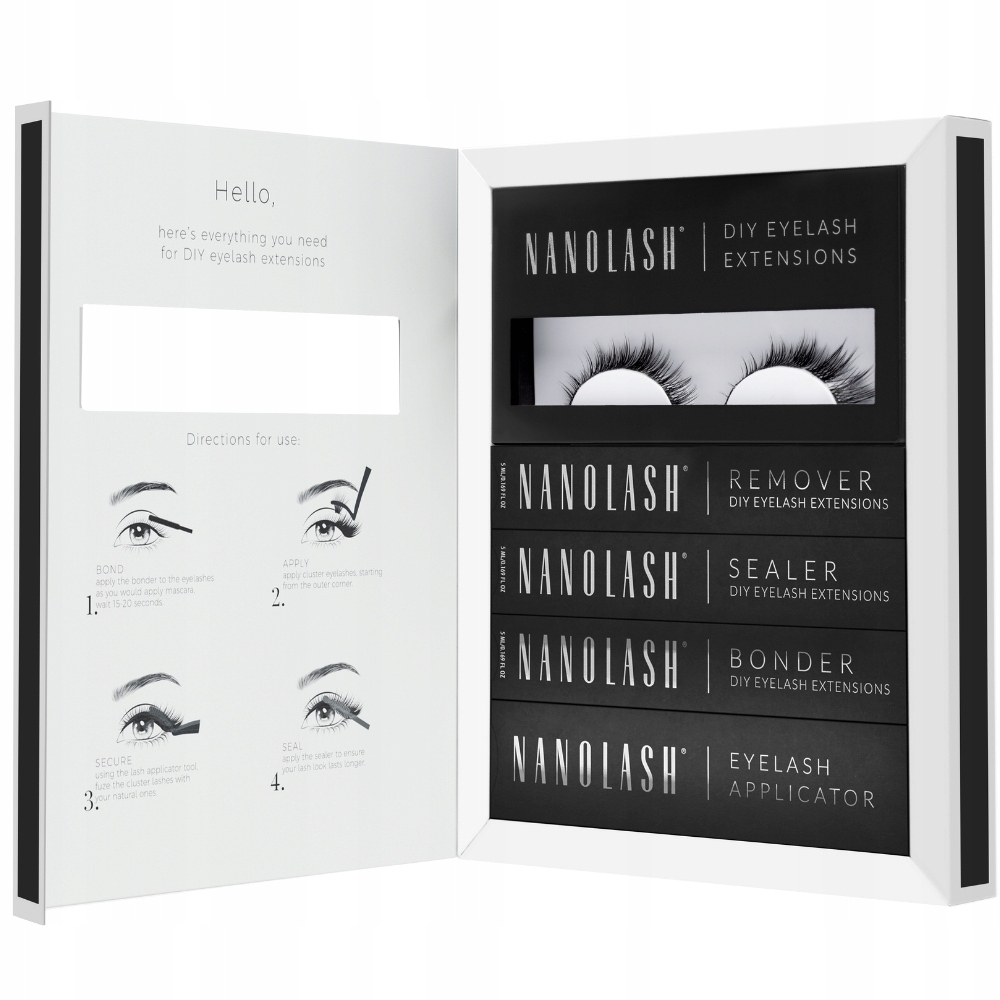 Sada umělé klastrove řasy pro aplikaci doma Divine Nanolash