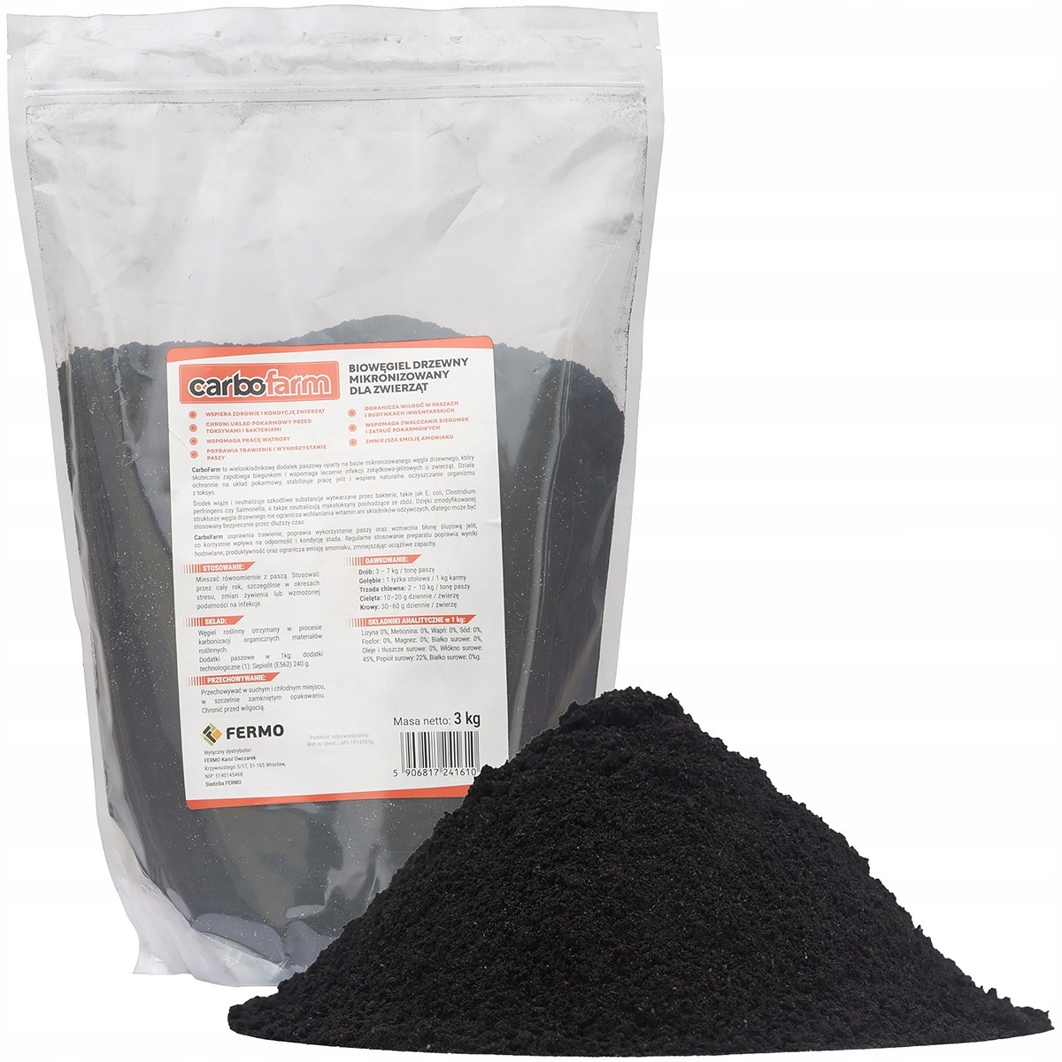 CarboFarm węgiel drzewny dla drobiu kur detoksykacja poprawa trawienia 3kg