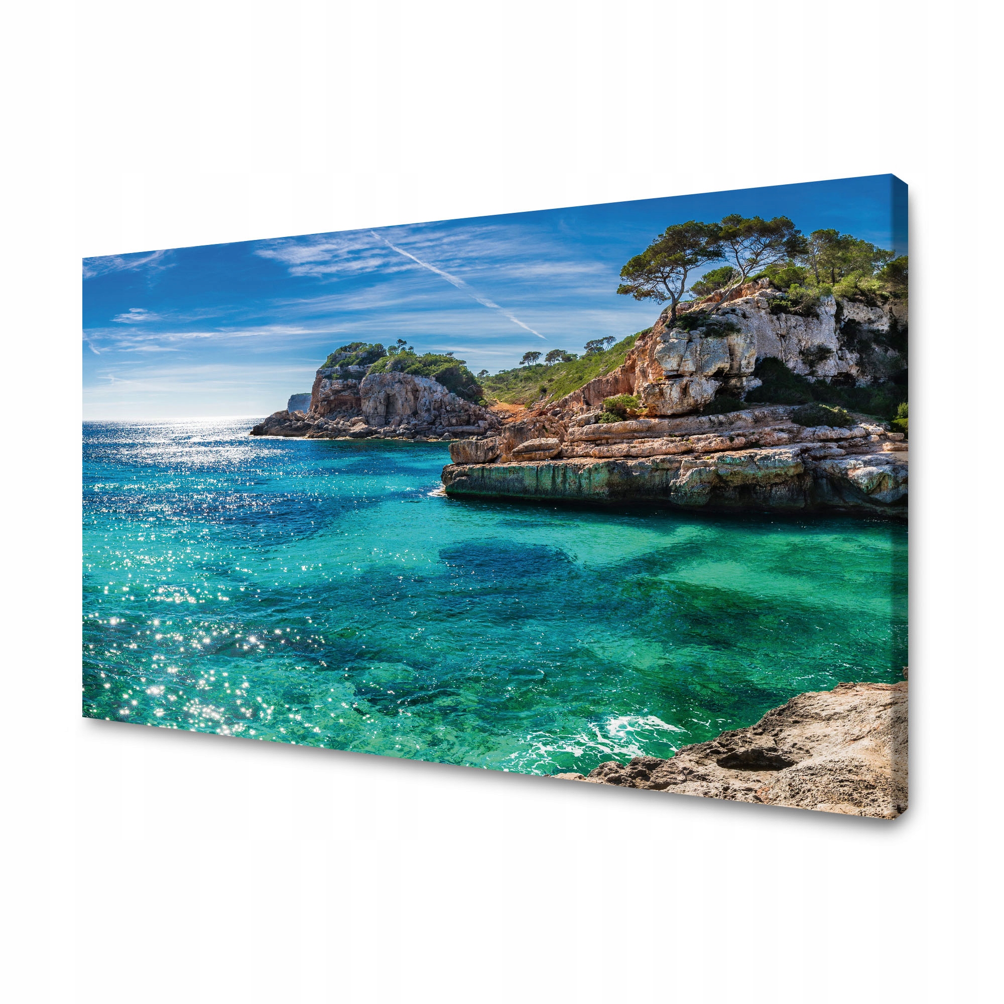 Obraz na plátně Krajina Skály Voda Stromy Slunce 120x70 cm
