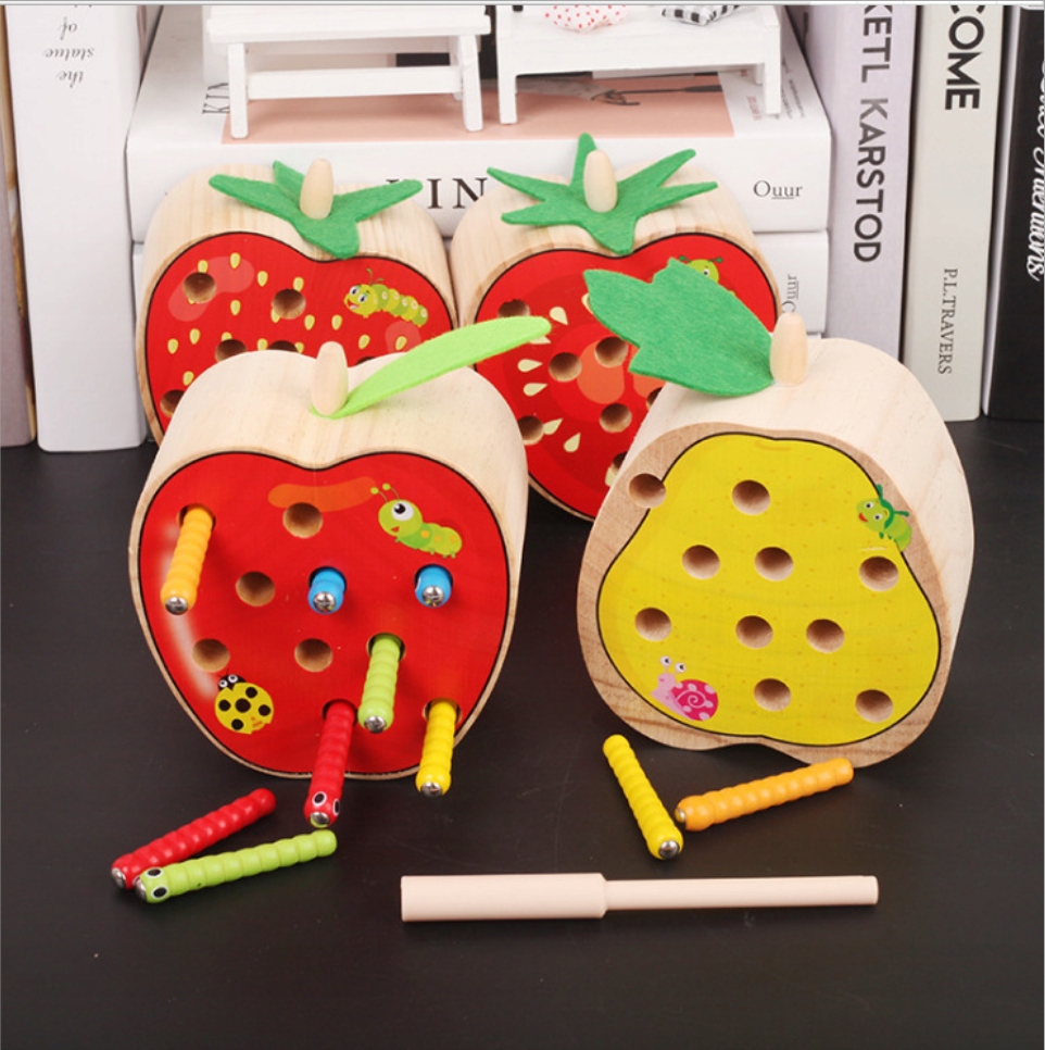 Gra Złap Robaczka Magnes Truskawka 100% DREWNA Certyfikaty, opinie, atesty CE EN 71