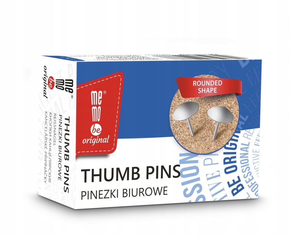 Pinezki MemoBe 50szt srebrne do tablic korkowych