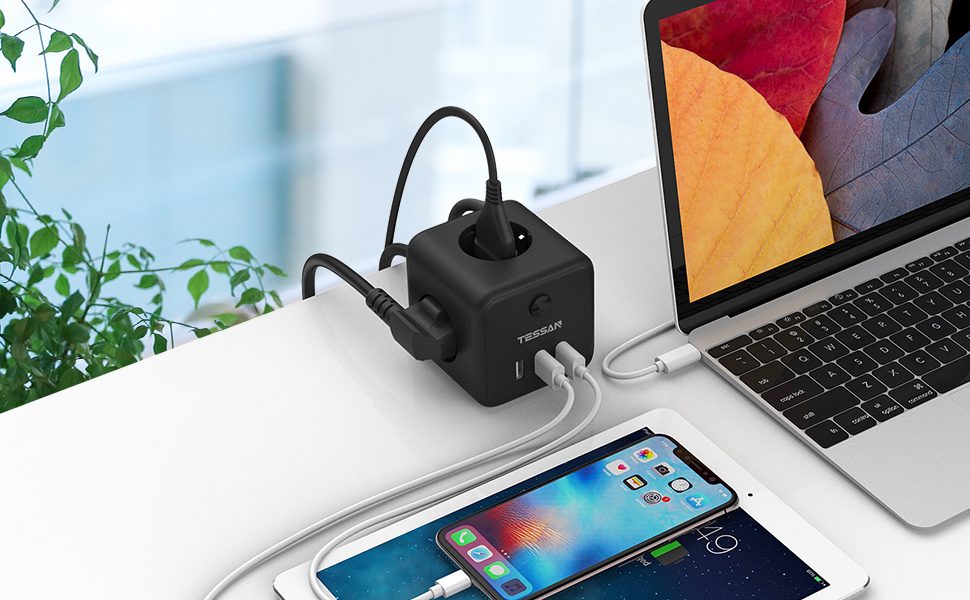 Zásuvková Lišta, Kostka 3 Zásuvky, 4 Usb Porty