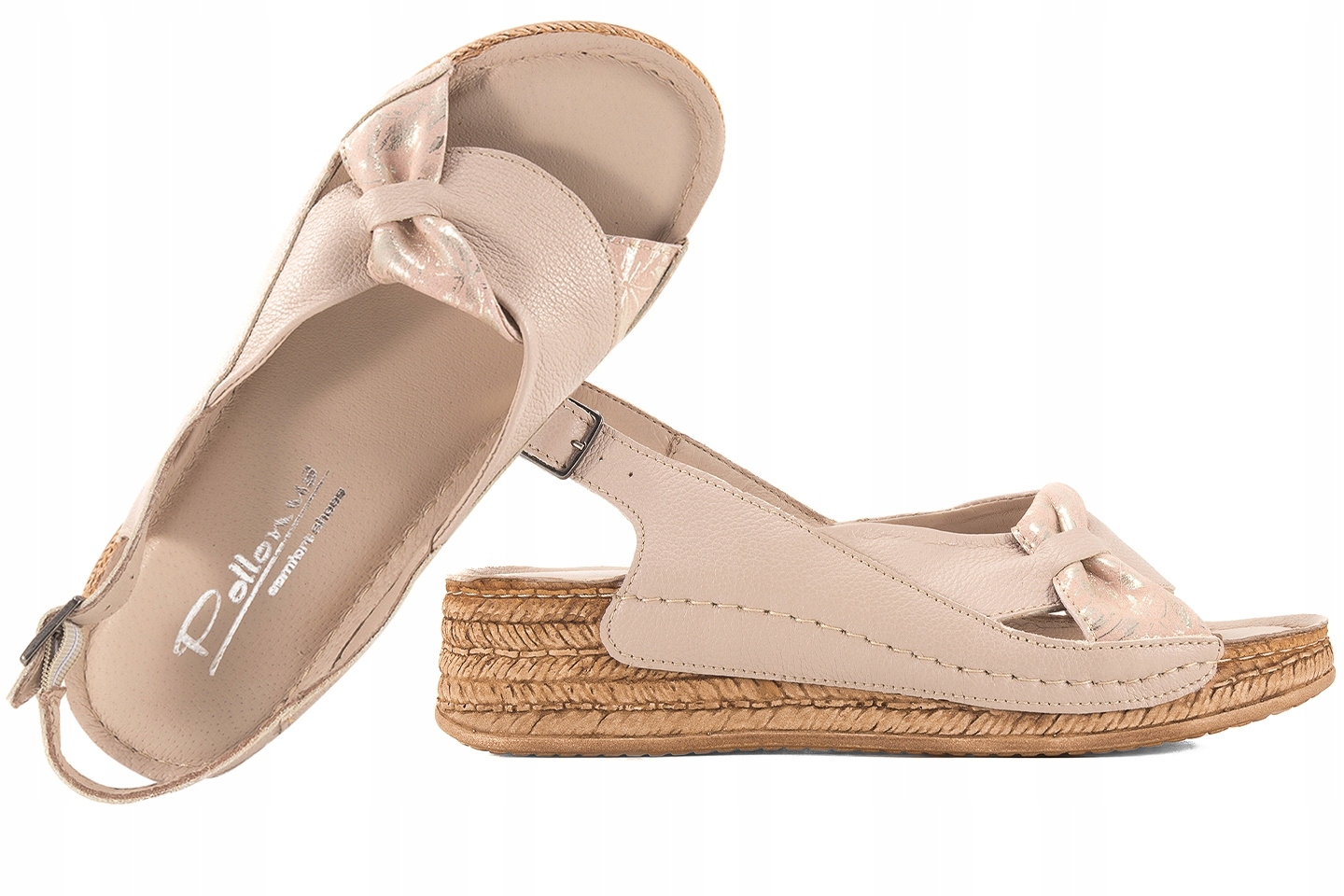 Pollonus 1641 Dámské Sandály Komfort Koturn Pu béžové