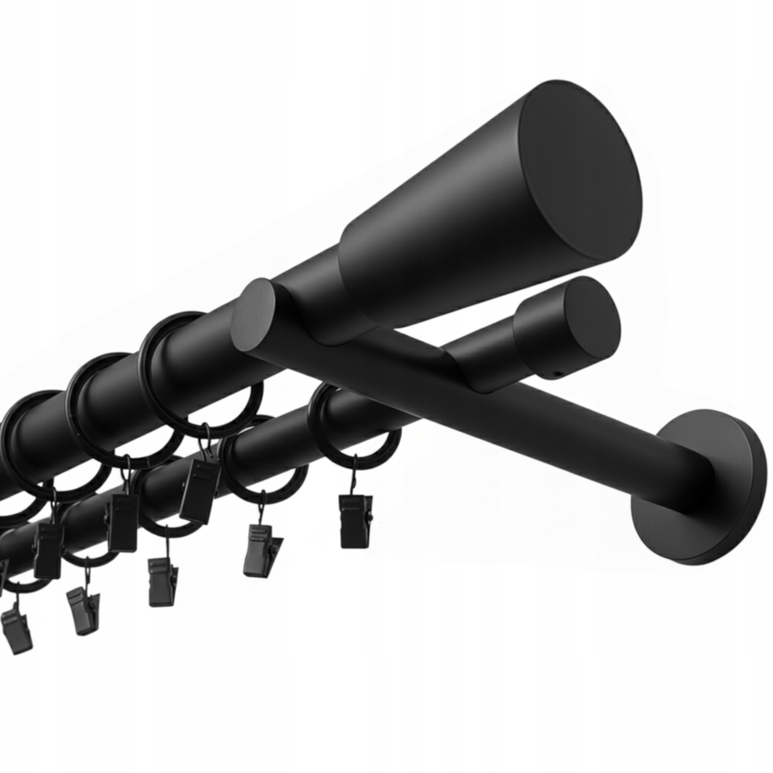 Garnýž Dvojitá Kovový 25+19 mm MIX výběr Koncovek Černý Mat 140 cm