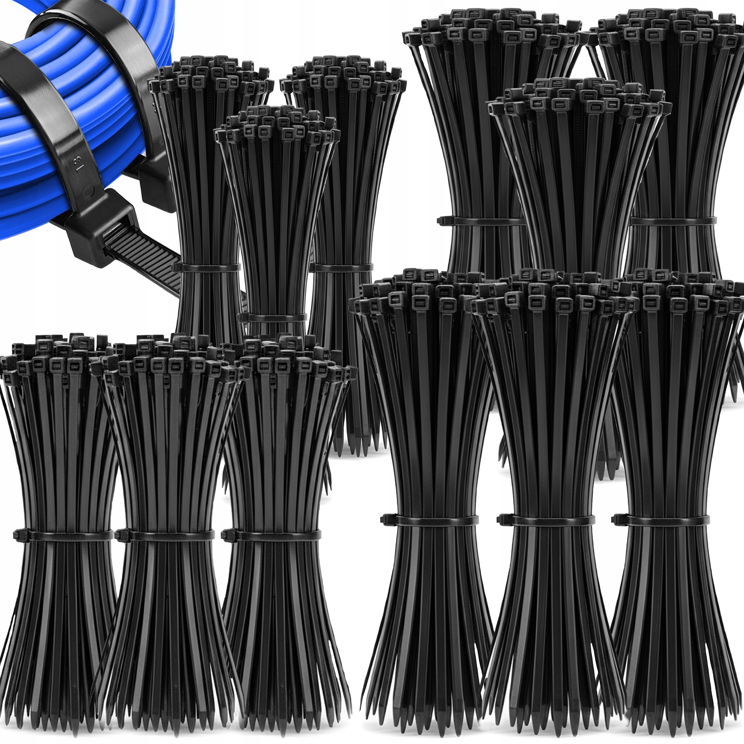 Zestaw Opaski Zaciskowe Kablowe Trytytki Trytki 3,6 Czarne 1200 Szt