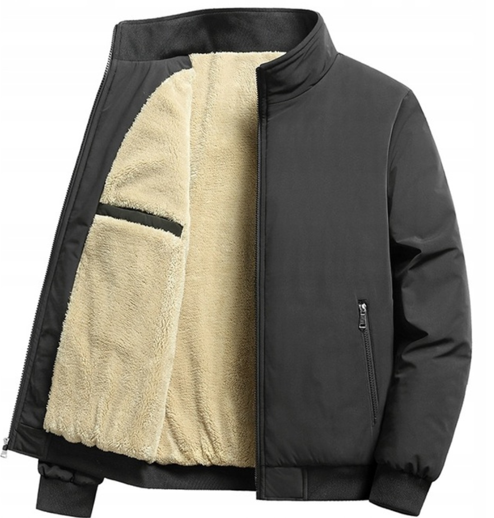 Męska kurtka ocieplana z miśkiem stójką jesienna wiosenna zimowa