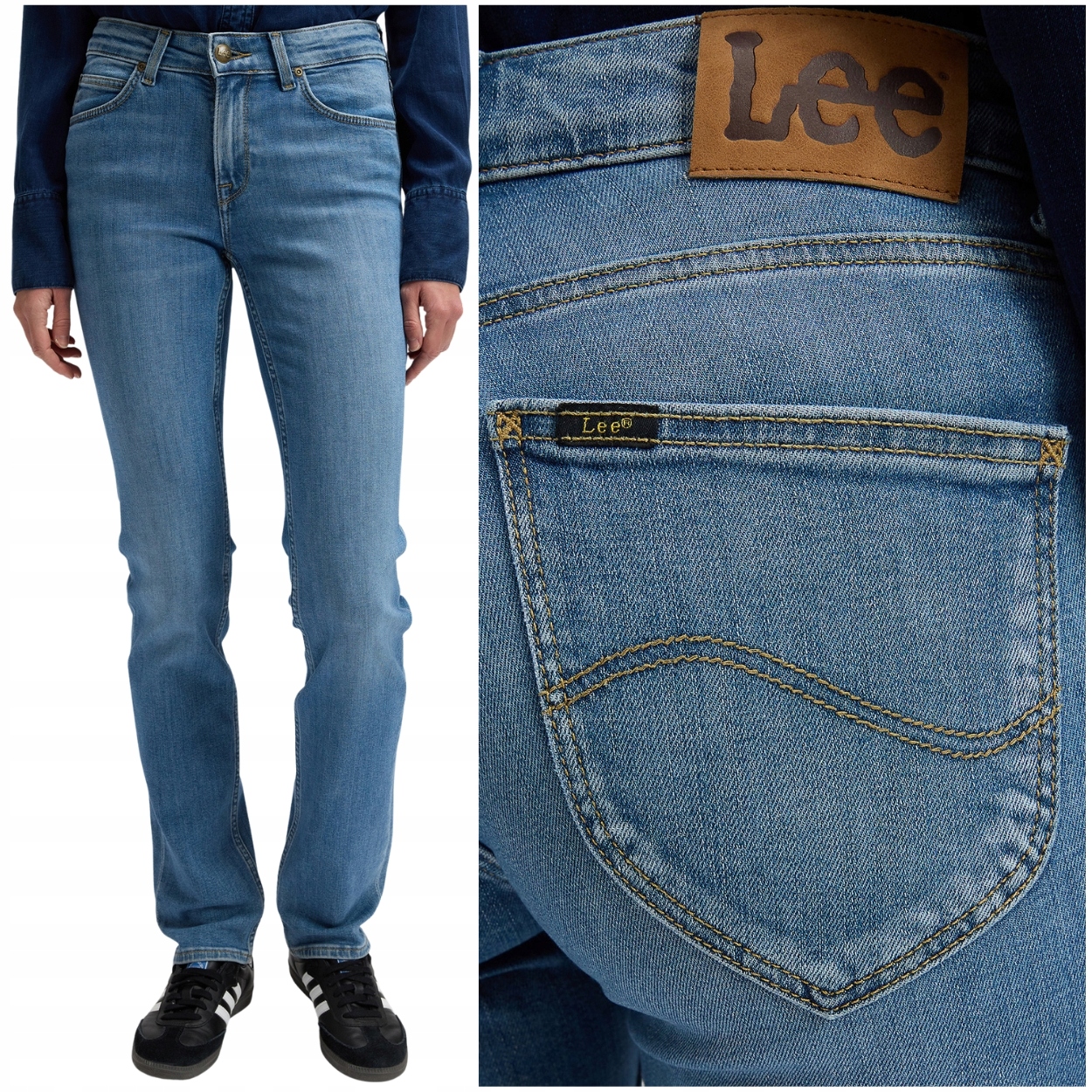 Lee Marion Straight Cyber Blue jednoduché dámské džínové kalhoty W29 L31